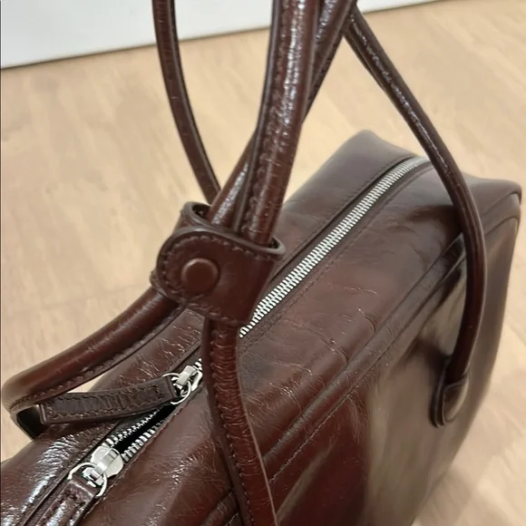 Marge Sherwood Brown Mocha Leather Boston Handbag - Picture 4 of 7